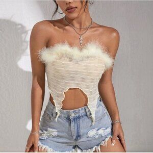 Strapless Fuzzy Tube Top - SHEIN